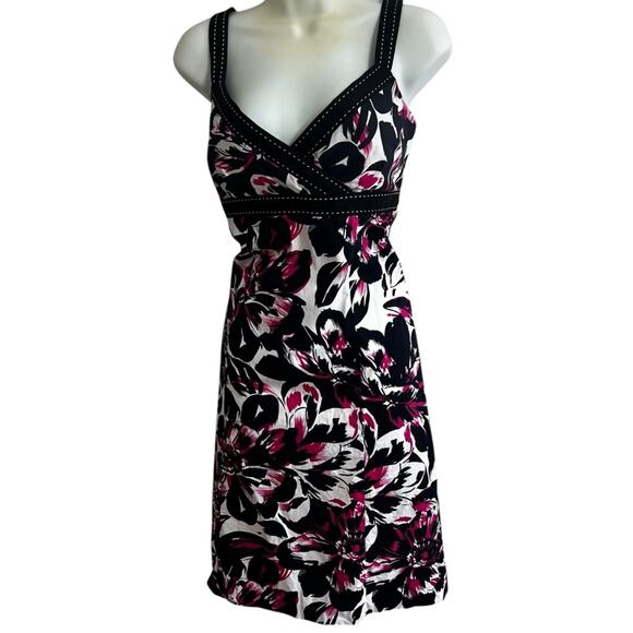 Y2K Floral Sundress Size S | Black White Pink | Fit and Flare | By Kim Rogers - Picture 1 of 15